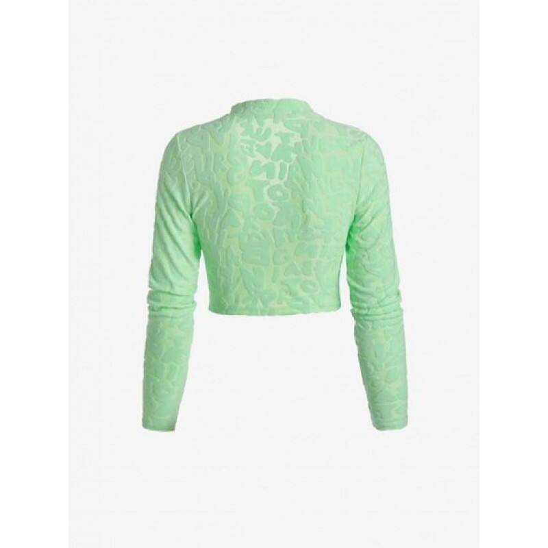 Jacquard Terry Cloth Double Way Zip Crop T Shirt GV9925