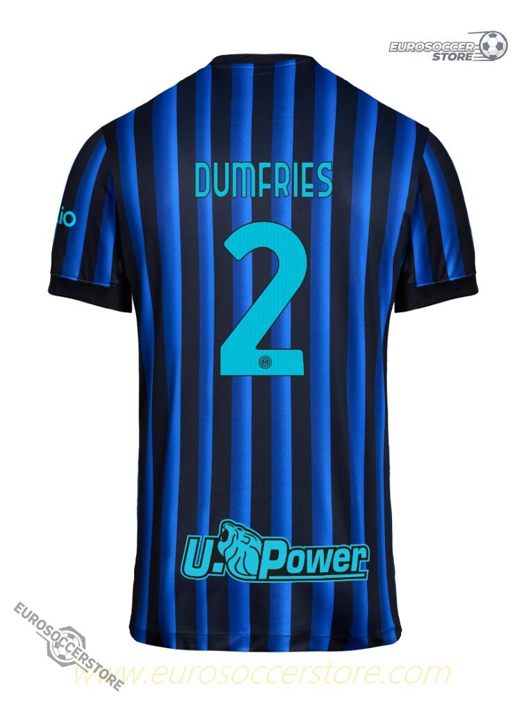 Inter Milan's 25-26 Home Jersey featuring DUMFRIES with the number 2.