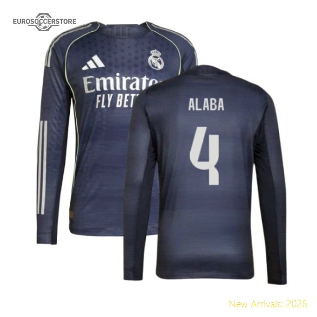 Excellent 2025-2026 Real Madrid Long Sleeve Second Jersey (alaba 4)