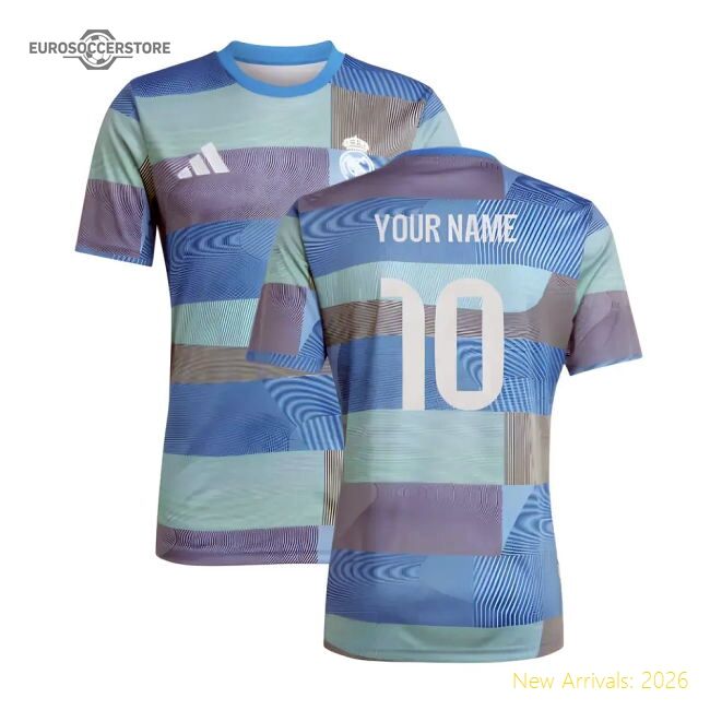 Premium-grade 2025-2026 Real Madrid Pre-match Shirt (blue) (your Name)