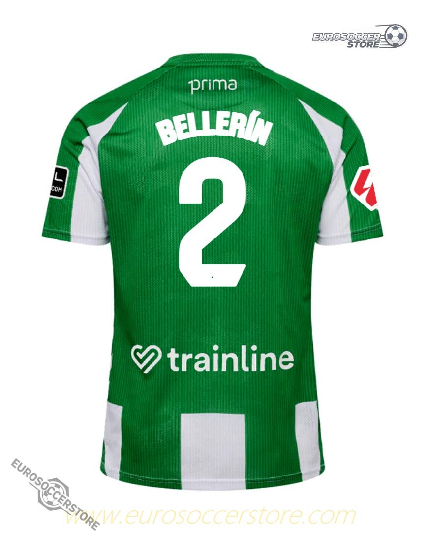 Real Betis 25-26 Season Home Jersey, Featuring the Name BELLERÍN and Number 2