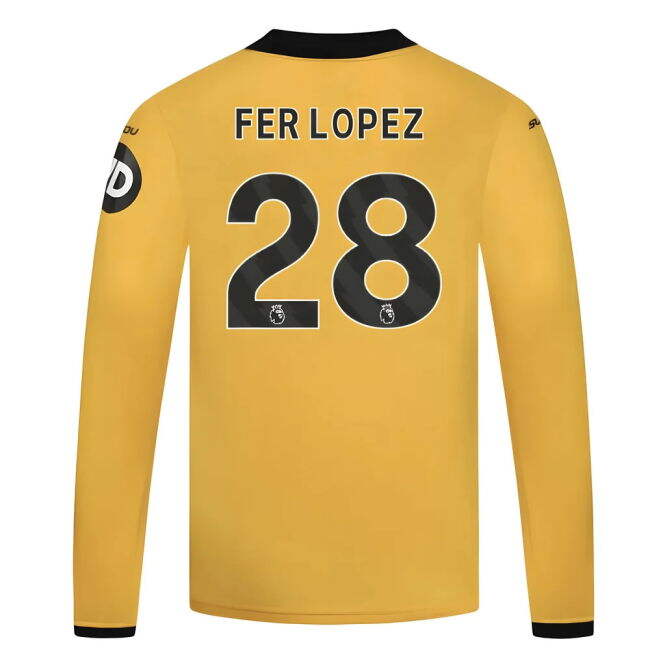 Discounted 2025-2026 Wolves Long Sleeve Home Shirt - Kids (Fer Lope...