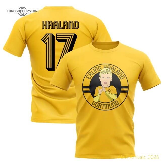 Erling Haaland Dortmund Illustration Fan T-shirt (yellow) - Economical