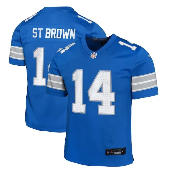 None Brown Detroit Game Jersey - Blue | NFL Player Jersey | NFL Footba