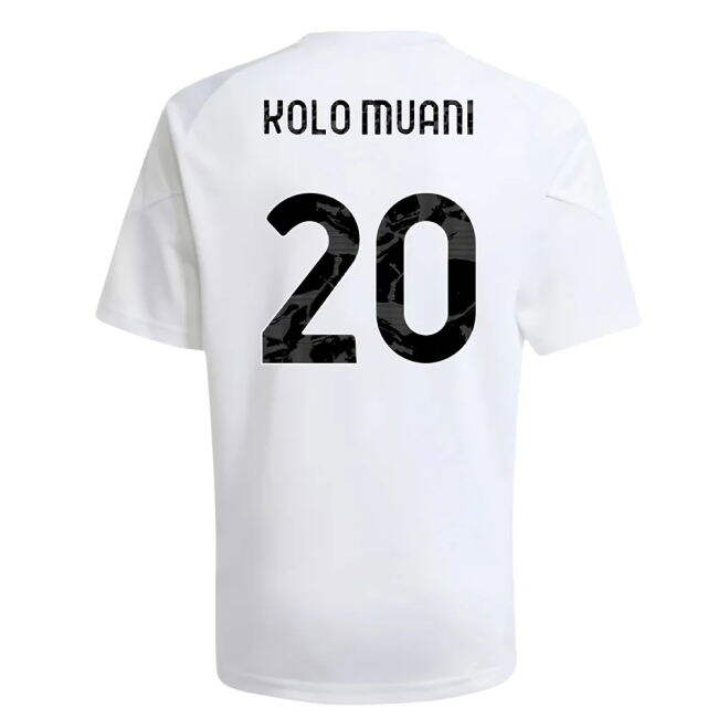 Juve Juventus Training Shirt White Kids Kolo Muani #20 Authentic D...