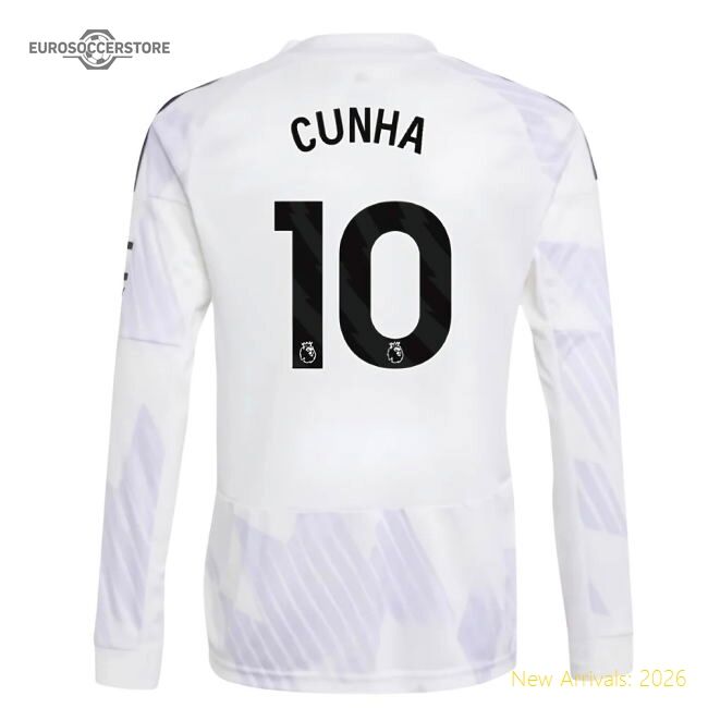 Authentic 2025-2026 Man Utd Long Sleeve Away Shirt (kids) (cunha 10