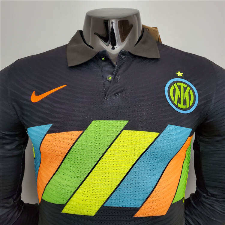 Inter Milan 21-22 Third Black Long Sleeve Soccer Jersey Football