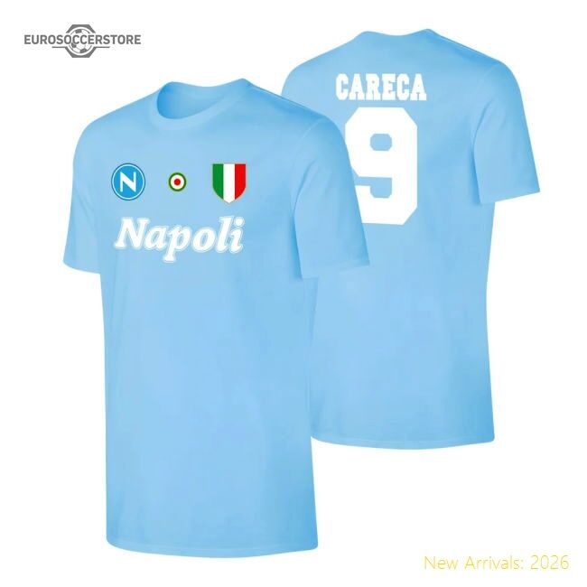 Top-Quality Napoli \'Vintage 86/87\' T-Shirt Careca - Light Blue