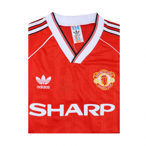88-89 MANCHESTER UNITED HOME RED RETRO SOCCER JERSEY SHIRT - Official
