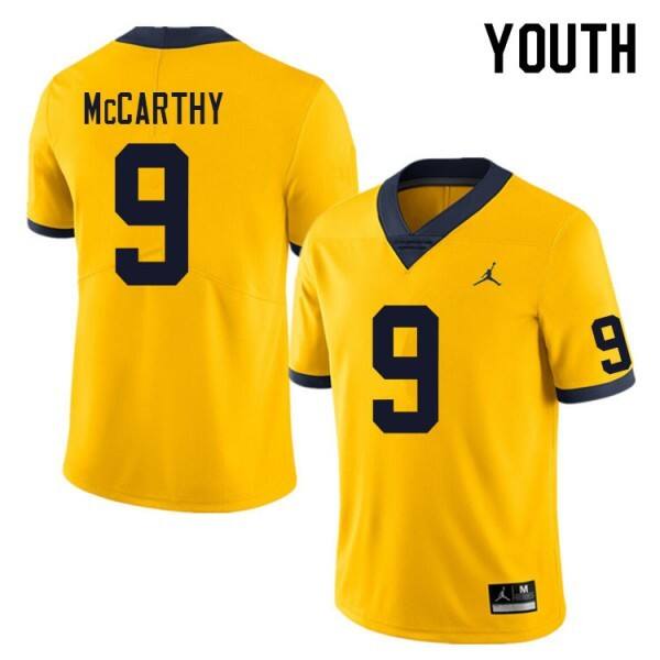 Mw Yellow #9 Jordan Youth Yellow Authentic Game Jersey Official