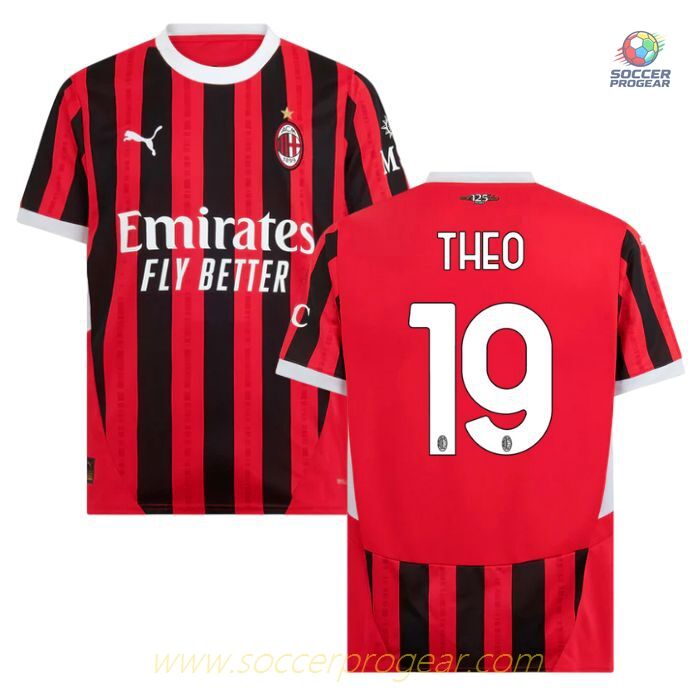 AC Milan Home Team Football Jersey 2024-25 Edition Theo