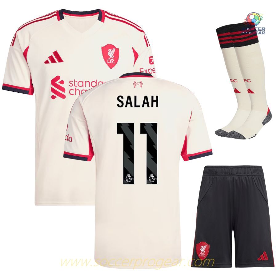 Liverpool Away Child Kit Shirt 2025-26 Edition Salah
