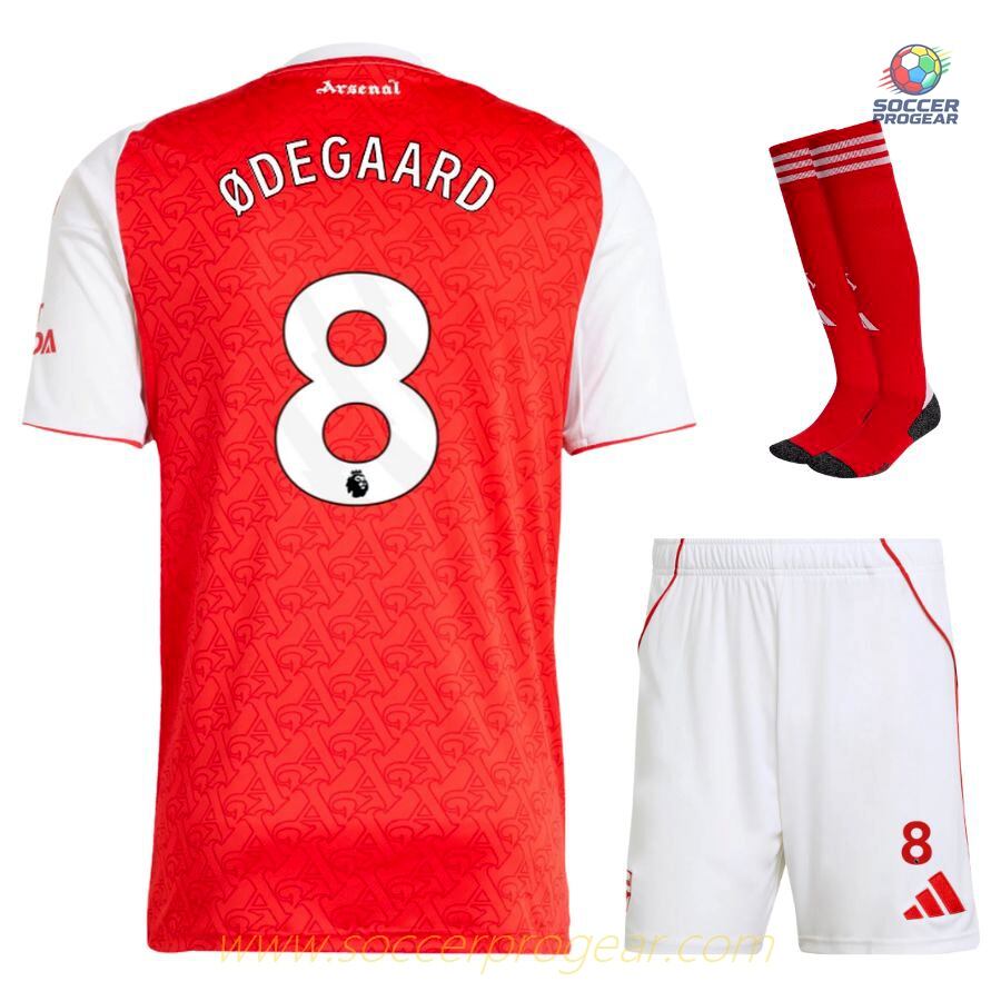 Arsenal 2025/26 Collection Odegaard Home Soccer Kit Children Shirt