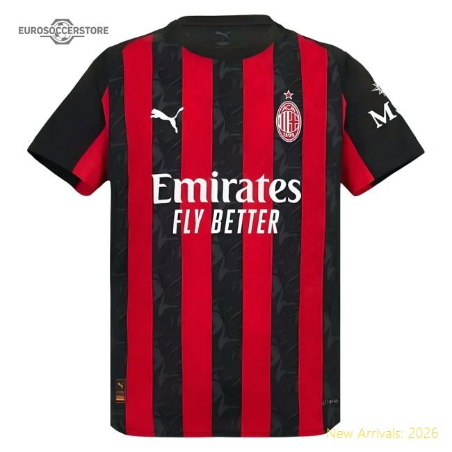 Official Home Ac Milan Jersey 2025-2026 Comfortable Moisture-wicking