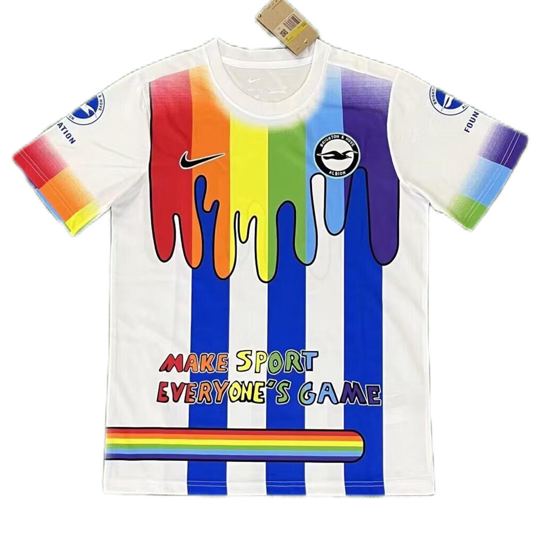 BrightonHove Albion 2425 Rainbow Laces Soccer Jersey Football Shirt -