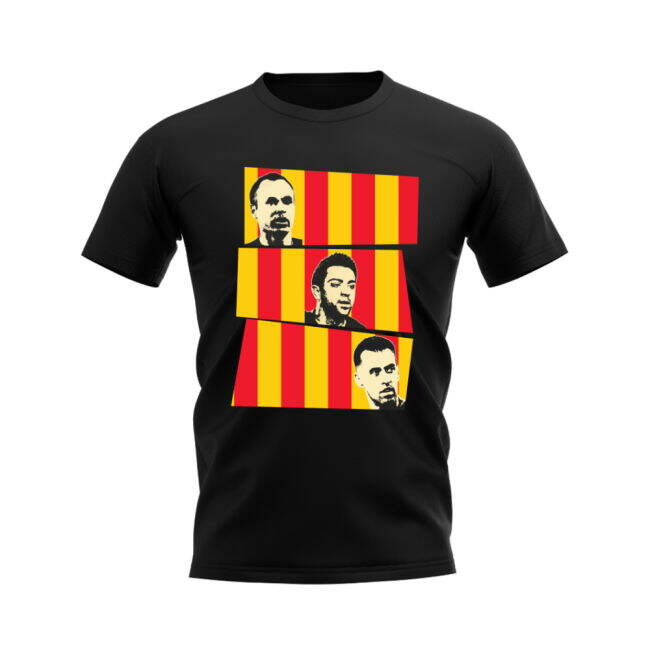 Iniesta Xavi Busquets Spain Trio T-Shirt (Black)