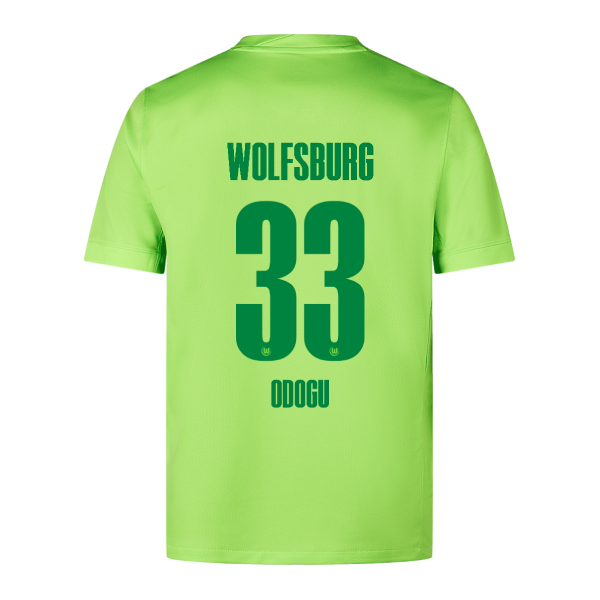 Wolfsburg's 24-25 Home Jersey, featuring Odogu with the number 33.