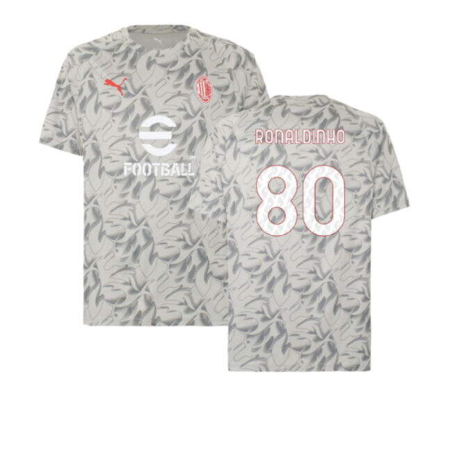 2025-2026 AC Milan Warm Up Jersey (Smokey Gray) (Ronaldinho 80)