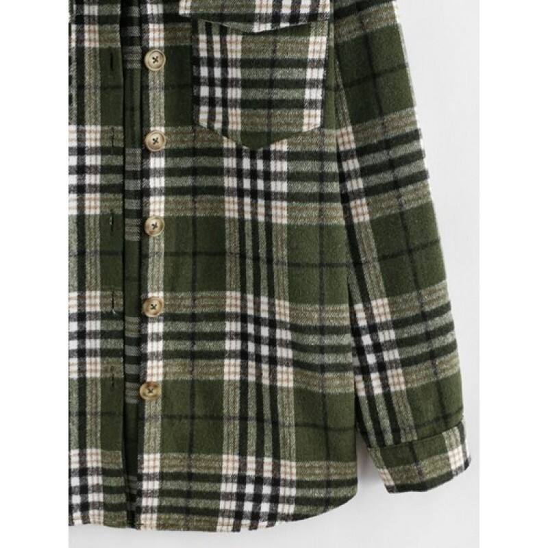 Plaid Cargo Pockets Boyfriend Shirt IH3365