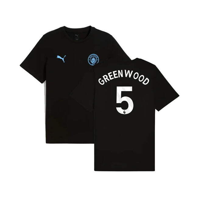 2025-2026 Man City FtblESS Tee (Black) (Greenwood 5) - authentic style