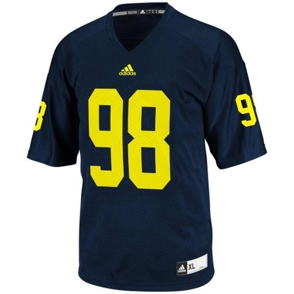 Adidas Michigan Wolverines Blue #98 Men Blue Premium Stitched Jersey