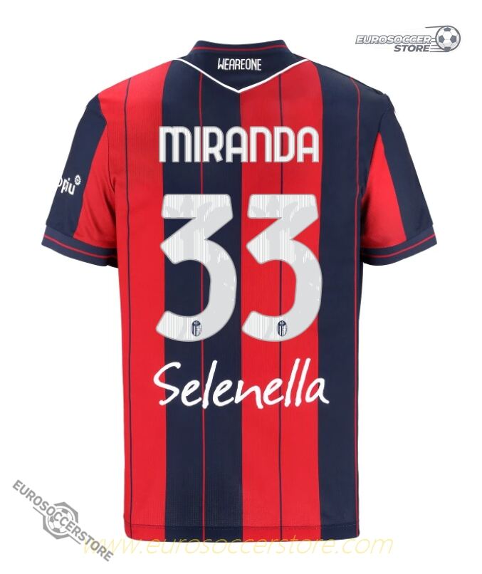 Bologna's 25-26 Home Jersey, featuring MIRANDA with the number 33