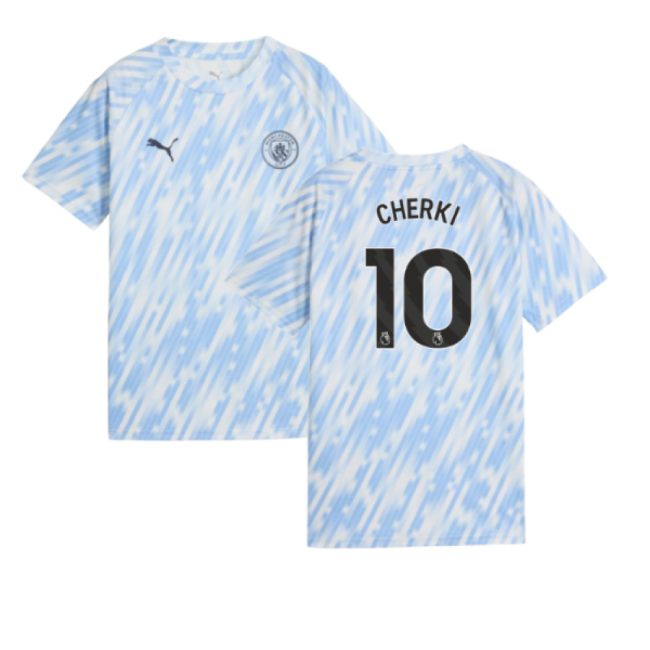 2025-2026 Man City Warm Up Jersey (Silver Sky) - Kids (Cherki 10)