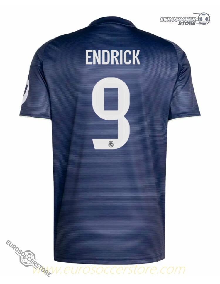 Real Madrid's Away Version Endrick Number 9 Jersey for the 25-26 Season