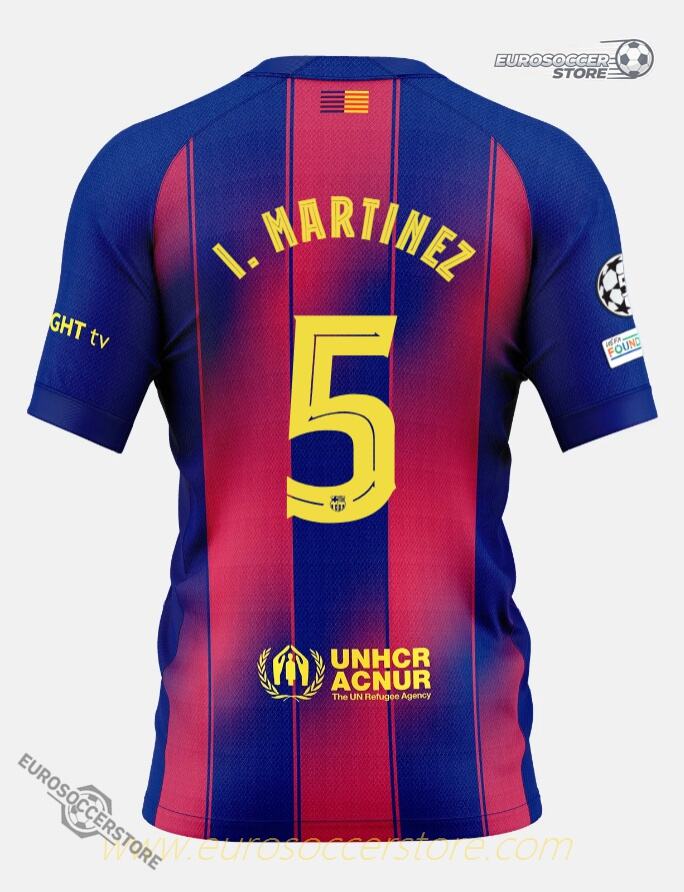 Barcelona Home I. MARTINEZ 5 UEFA Champions League Football Jersey 2025-26 Season