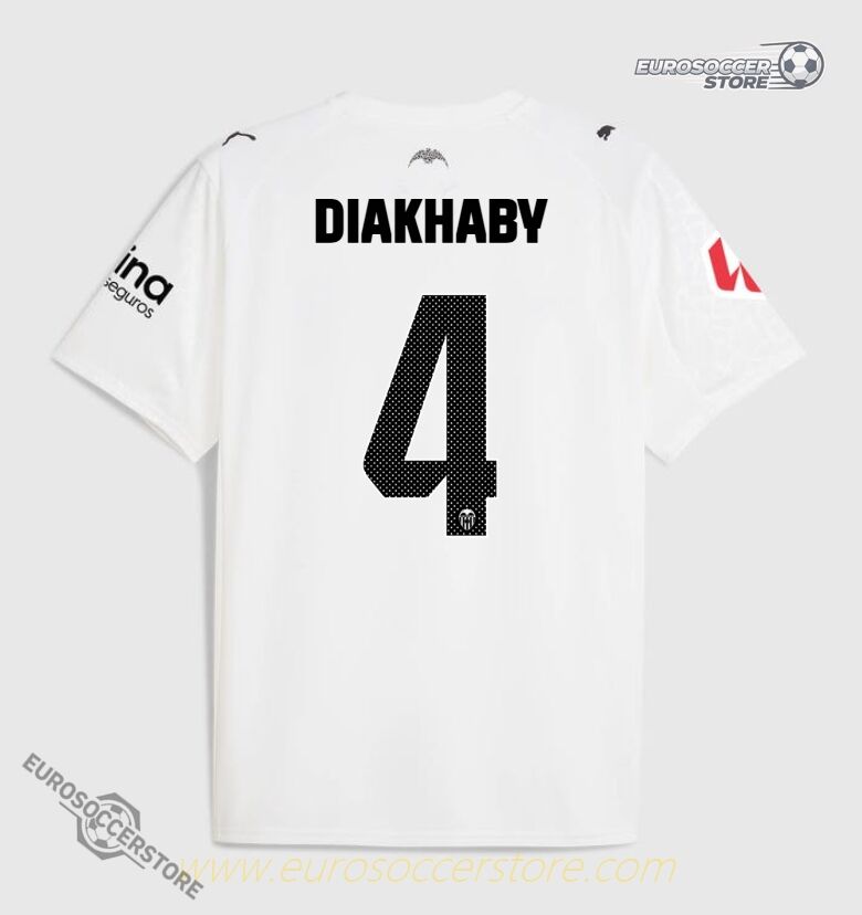 Valencia CF 25-26 Season Home Jersey Featuring DIAKHABY #4