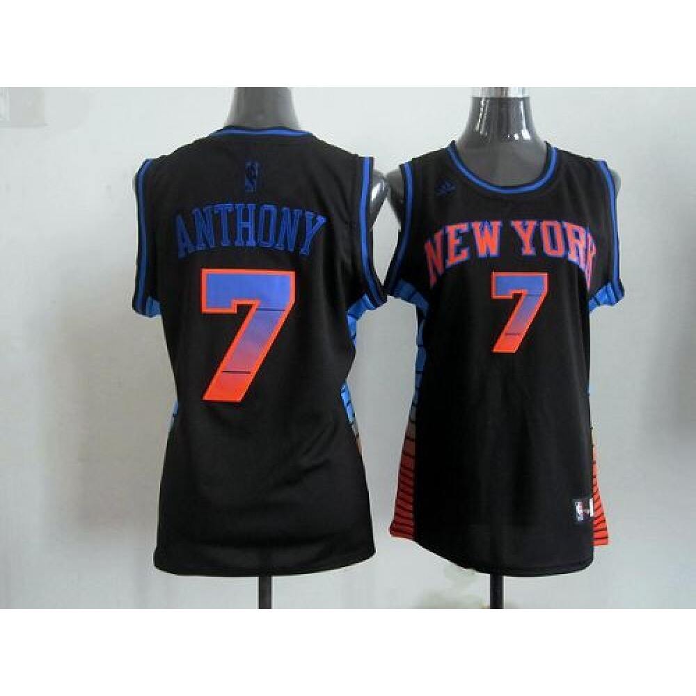Affordable Men's NY Knicks #7 Carmelo Black Basketball Jersey