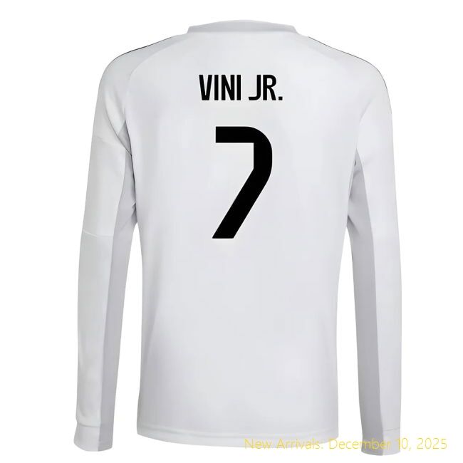 2025-2026 Real Madrid Long Sleeve RM Premium Home Shirt (Kids) (Vini