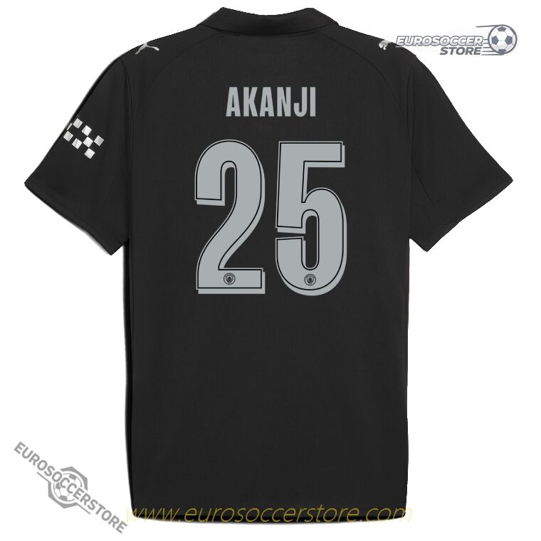 Manchester City's 2025-26 UEFA Champions League Away Jersey, featuring AKANJI with the number 25