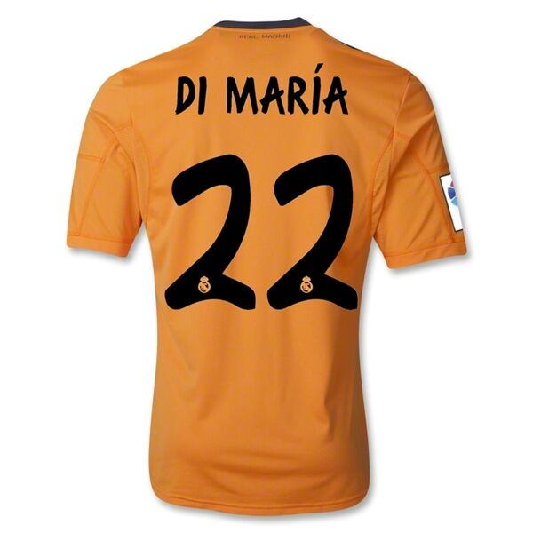 13-14 Real Madrid 22 DI MARIA Away Orange Soccer Jersey Shirt -
