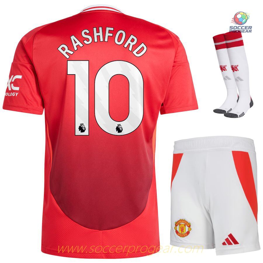 Manchester United Home Children' Kit Soccer Shirt 2024-25 Edition Rashford