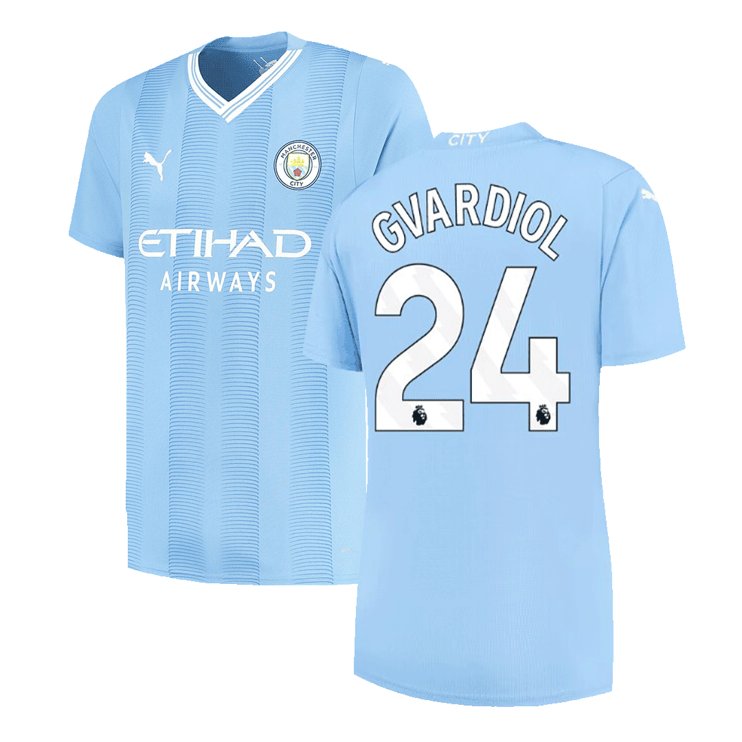 GVARDIOL #24 Manchester City Home  Soccer Jersey 2023/24 Authentic Kit