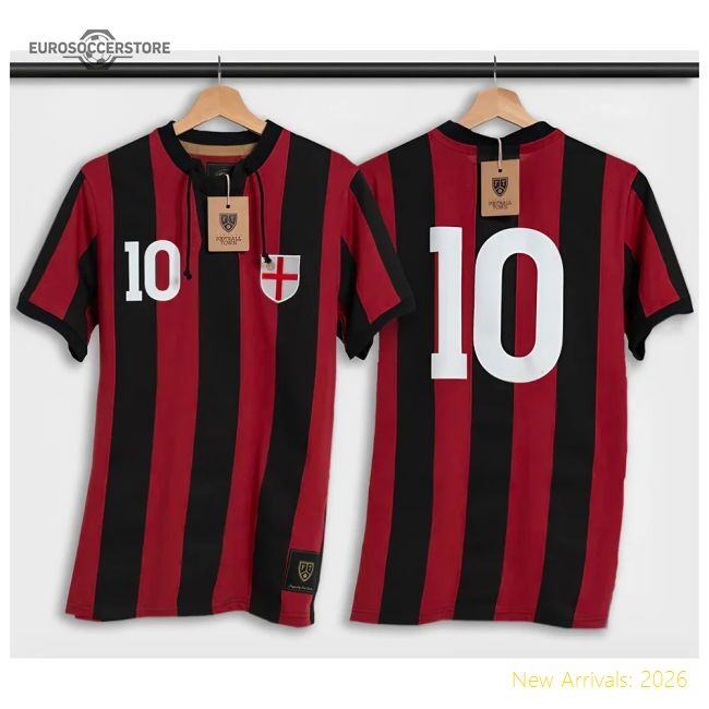 Top-grade Milan Home Retro Shirt With Laces La Croce - Match Quality