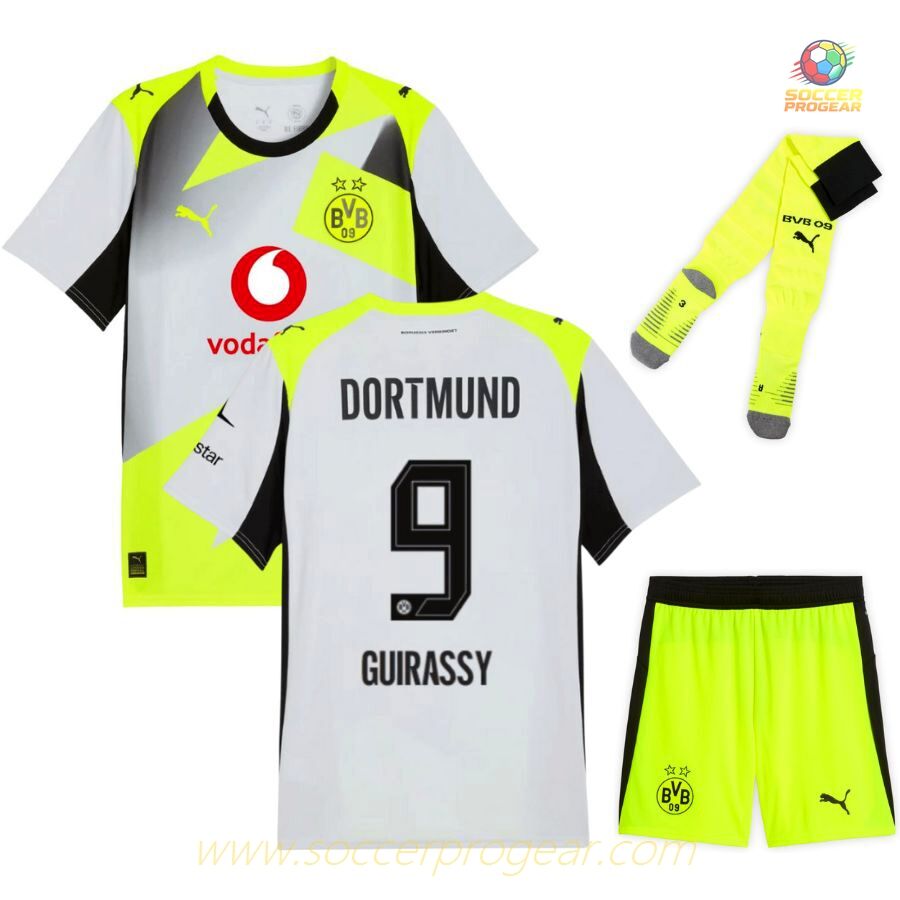 Football Jersey Football Jersey Set Youthren's BVB Dortmund Away 2025-2026 Season Guirassy