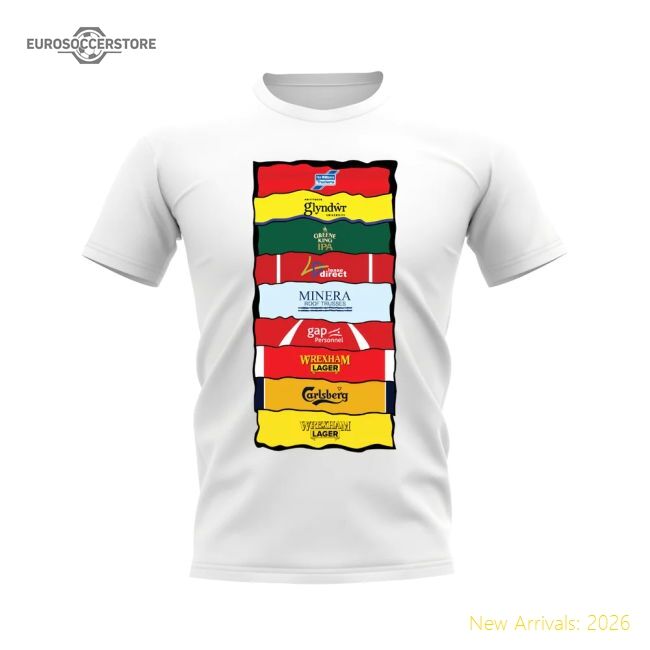 Wrexham Shirt Sponsor History T-shirt (white) - Affordable