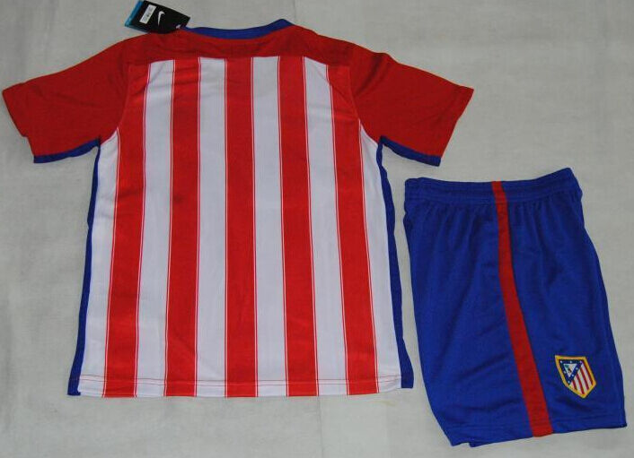 Authentic Kids Atletico Madrid 2015-16 Home Soccer KitShirtShorts