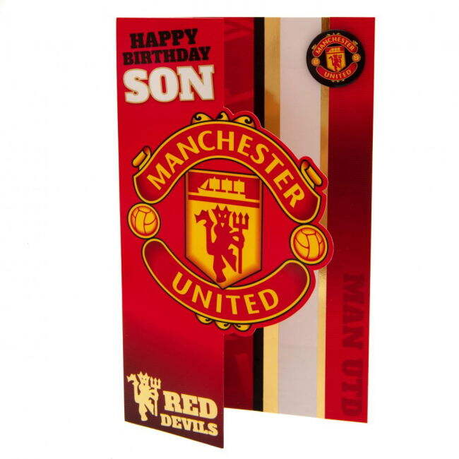 Manchester United FC Son Birthday Card - fan gear