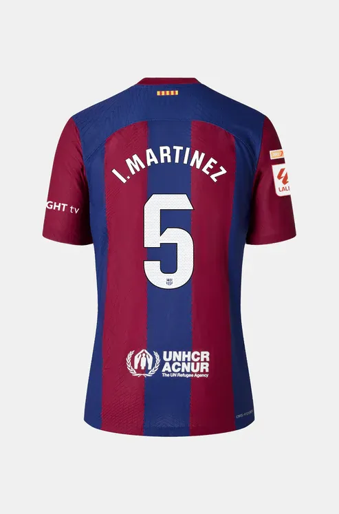 Barcelona's I. MARTINEZ 5 Home Jersey for the 23-24 season.