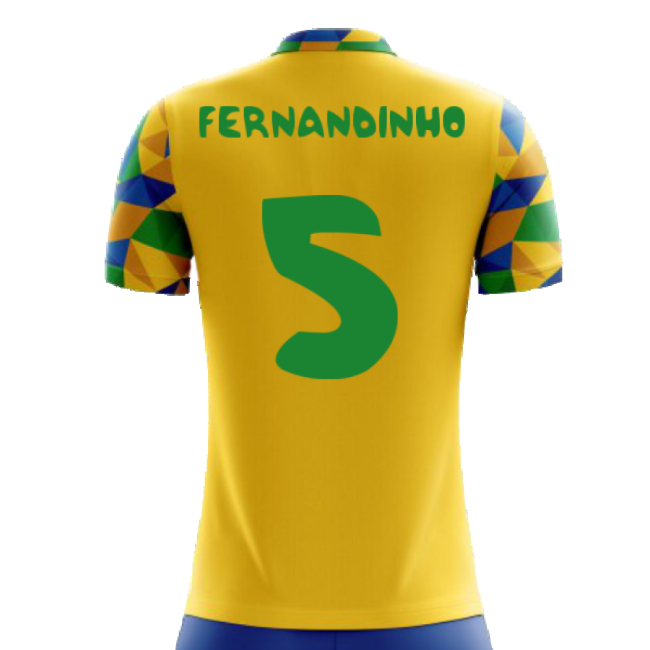 Kids Fernandinho 5 Match Worn Style Brazil Home Elite Kit 2025-2026