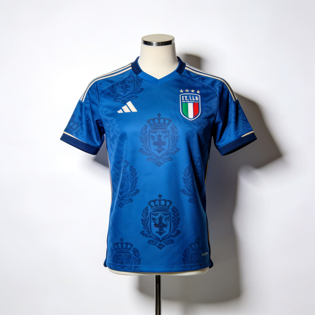 Italy Azzurri Jersey The iconic azure blue with subtle royal symbols referencing Casa Savoia
