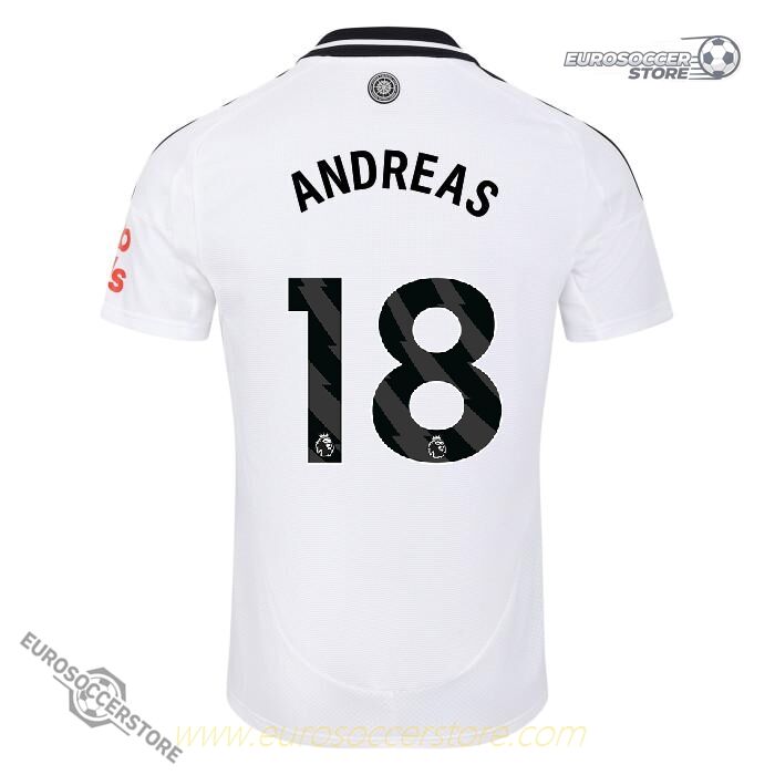 Fulham's 24-25 Home Jersey, featuring ANDREAS with the number 18