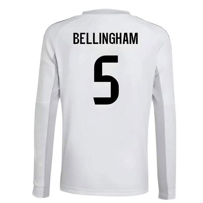 2025-2026 Real Madrid Long Sleeve Home Shirt (Kids) (Bellingham 5)