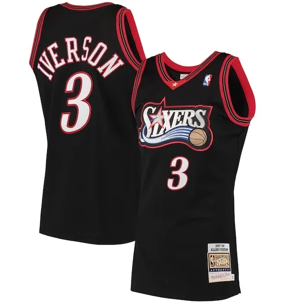 Allen Iverson PHI Authentic Jersey - top-tier authentic-jersey - Black