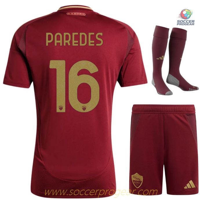 AS Roma Home Youthren's Jersey Set Football Jersey 2024-25 Edition Paredes