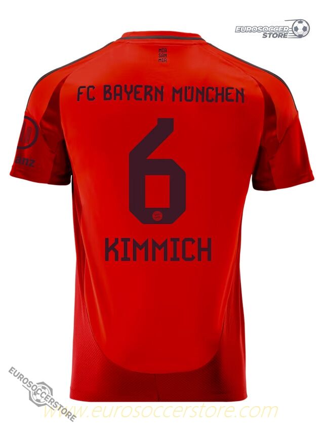 Bayern Munich's 24-25 Season Home Jersey Featuring Kimmich, Number 6