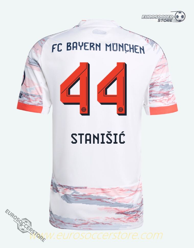 Away Jersey of Bayern Munich Featuring Stanišić with Number 44 for the 25-26 Season